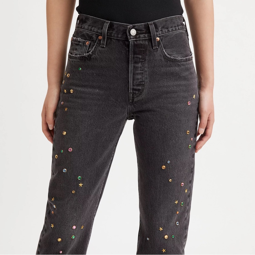 Levi's High Rise Black Jeans with Colorful Accents
